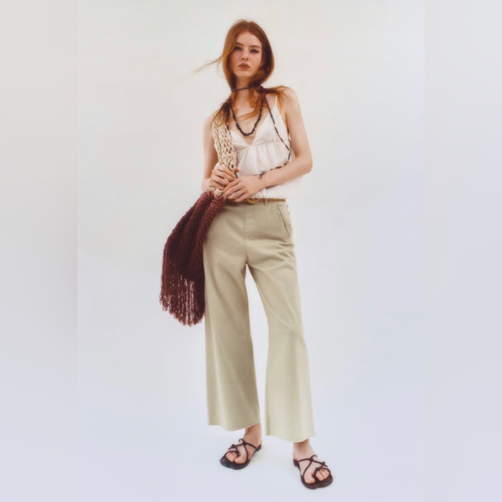 Zara side button closure wide pants